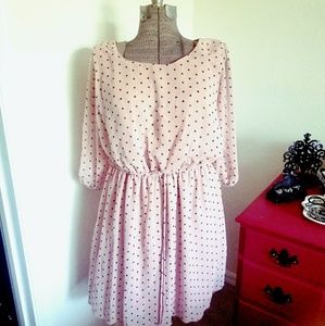 Womens pastel pink polka dot dress